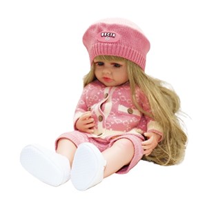 عروسک سیلیکونی دختر بچه 50 سانتی سخنگو با لباس زمستانی_اسباب بازی عروسک دخترانه