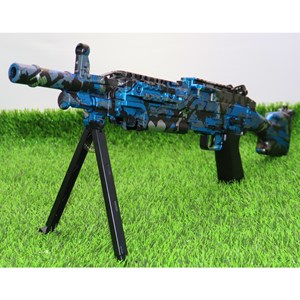 تفنگ اسباب‌ بازی شارژی تیر ژله‌ ای دو حالته با دوربین رنگ آبی مدل M249 554C_اسباب بازی تفنگ