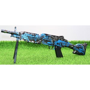 تفنگ اسباب‌ بازی شارژی تیر ژله‌ ای دو حالته با دوربین رنگ آبی مدل M249 554C_اسباب بازی تفنگ