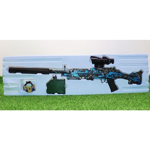 تفنگ اسباب‌ بازی شارژی تیر ژله‌ ای دو حالته با دوربین رنگ آبی مدل M249 554C_اسباب بازی تفنگ