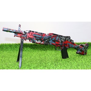 تفنگ اسباب بازی شارژی تیر ژله ای دو حالته با دوربین رنگ قرمز مدل M249 554B_اسباب بازی تفنگ