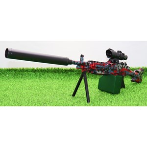 تفنگ اسباب بازی شارژی تیر ژله ای دو حالته با دوربین رنگ قرمز مدل M249 554B_اسباب بازی تفنگ