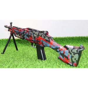 تفنگ اسباب بازی شارژی تیر ژله ای دو حالته با دوربین رنگ قرمز مدل M249 554B_اسباب بازی تفنگ