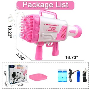 تفنگ اسباب بازی حباب ساز شارژی چراغ دار با 64 سوراخ مدل Rocket Bubble Gun_اسباب بازی تفنگ