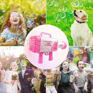 تفنگ اسباب بازی حباب ساز شارژی چراغ دار با 64 سوراخ مدل Rocket Bubble Gun_اسباب بازی تفنگ