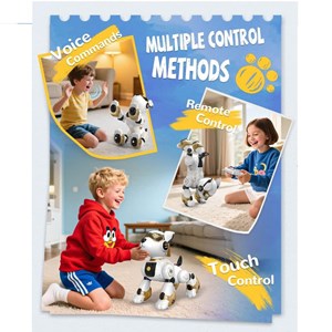 ربات سگ کنترلی رنگ سفید طلایی مدل 3010