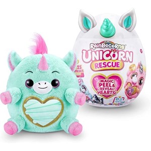 عروسک سورپرایزی رینبوکورنز RainBocoRns سری Unicorn Rescue با شاخ آبی مدل Unicorn Rescue Magic Peel and Reveal Hearts Blue_عروسک سورپرایزی