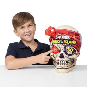 اسباب بازی اسکلت اسمشرز Smashers سری داینو آیلند Dino Island با استخوان قرمز مدل Giant Skull Over 30 Surprises_عروسک سورپرایزی